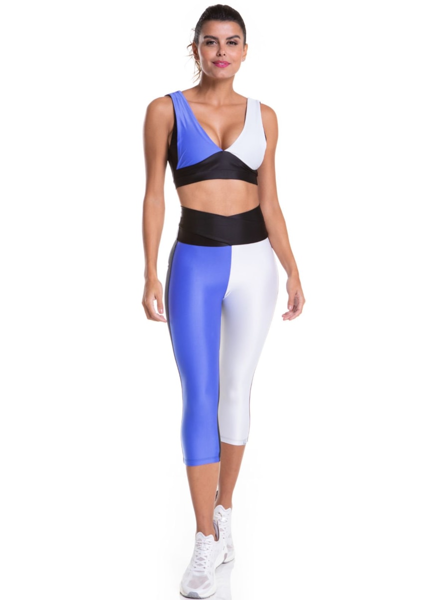 CALÇA LEGGING CAPRI OOPS! PRETO / AZUL / BRANCO