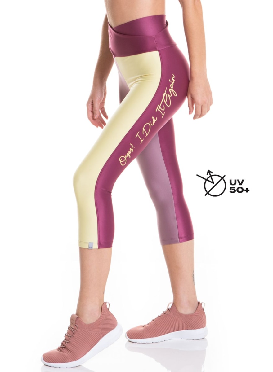 CALÇA LEGGING CAPRI OOPS! ROSA VIOLETA / LILÁS / AMARELO CANDY