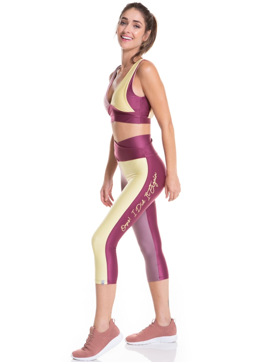 CALÇA LEGGING CAPRI OOPS! ROSA VIOLETA / LILÁS / AMARELO CANDY