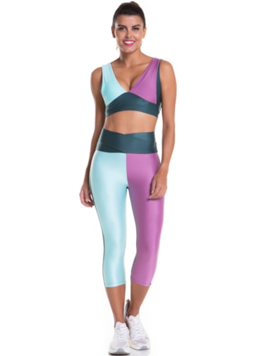 CALÇA LEGGING CAPRI OOPS! VERDE ESCURO / VERDE MARINE / LILÁS