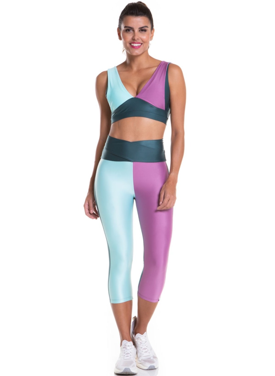 CALÇA LEGGING CAPRI OOPS! VERDE ESCURO / VERDE MARINE / LILÁS