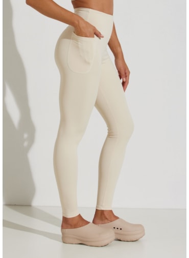 CALÇA LEGGING CINTURA ALTA PARIS OFF WHITE