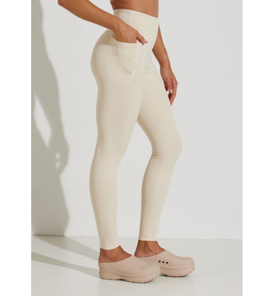 CALÇA LEGGING CINTURA ALTA PARIS OFF WHITE