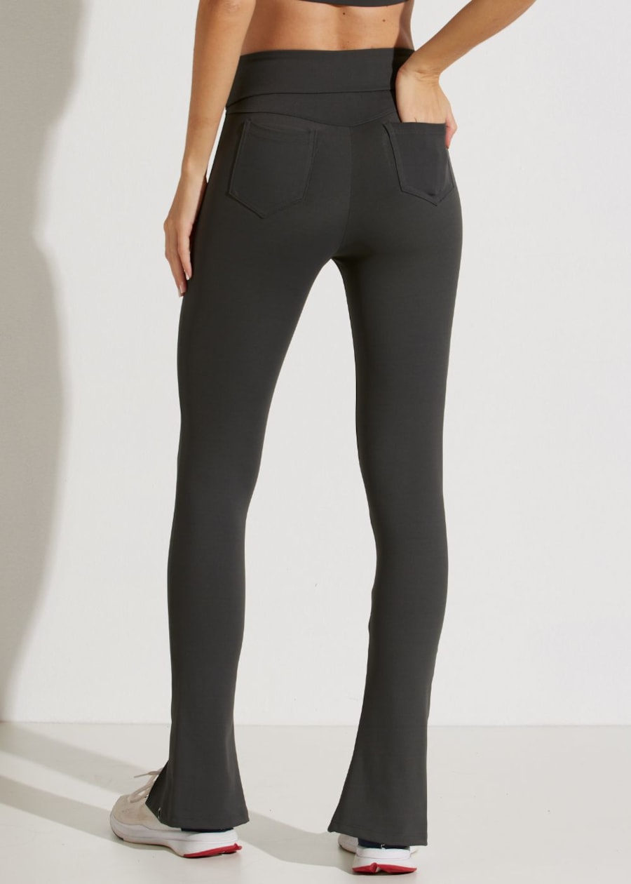 CALÇA LEGGING COM ABERTURA FRONTAL TENDANCE CINZA CHUMBO