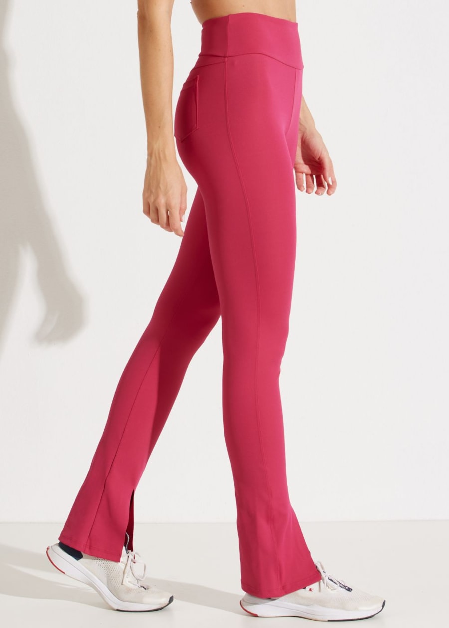 CALÇA LEGGING COM ABERTURA FRONTAL TENDANCE ROSA CEREJA