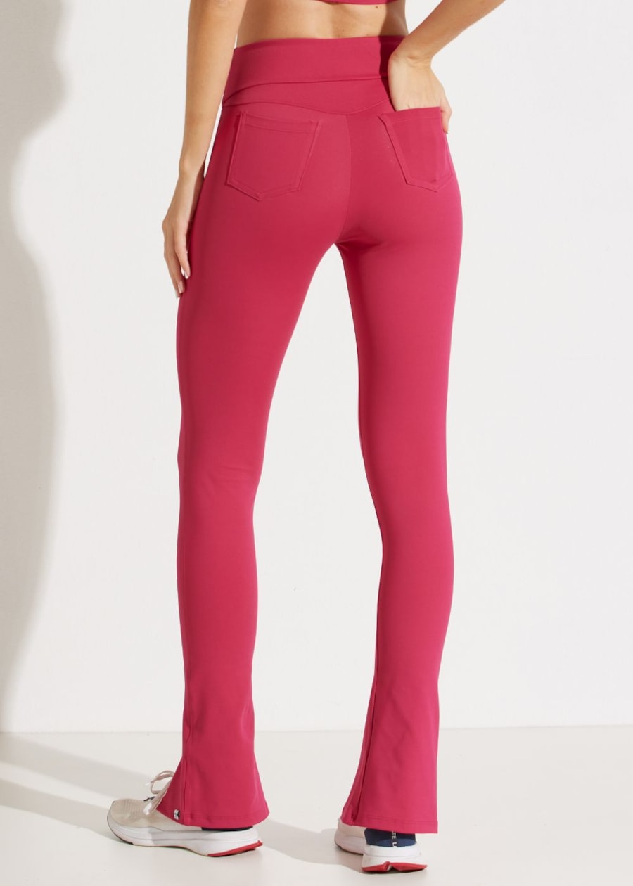 CALÇA LEGGING COM ABERTURA FRONTAL TENDANCE ROSA CEREJA