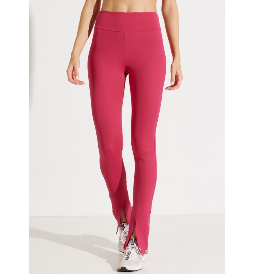 CALÇA LEGGING COM ABERTURA FRONTAL TENDANCE ROSA CEREJA