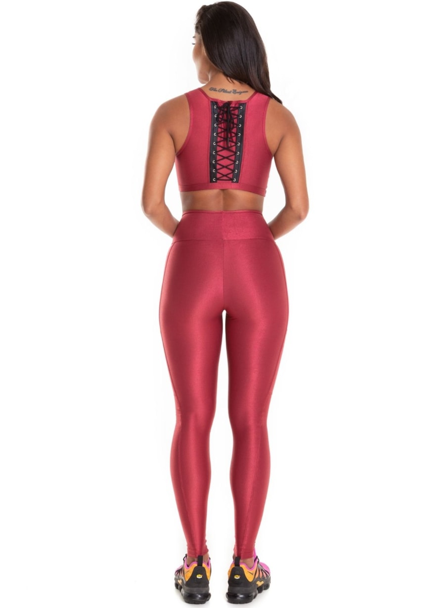CALÇA LEGGING COM BOLSO ATITUDE CEREJA