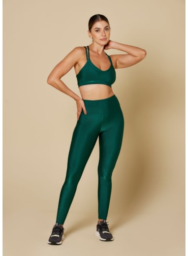 CALÇA LEGGING COM TEXTURA E BOLSOS POEMA VERDE PETRÓLEO