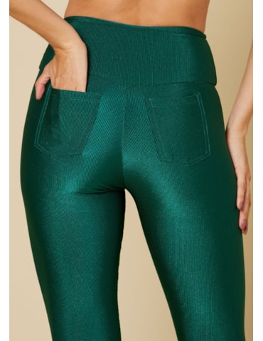 CALÇA LEGGING COM TEXTURA E BOLSOS POEMA VERDE PETRÓLEO