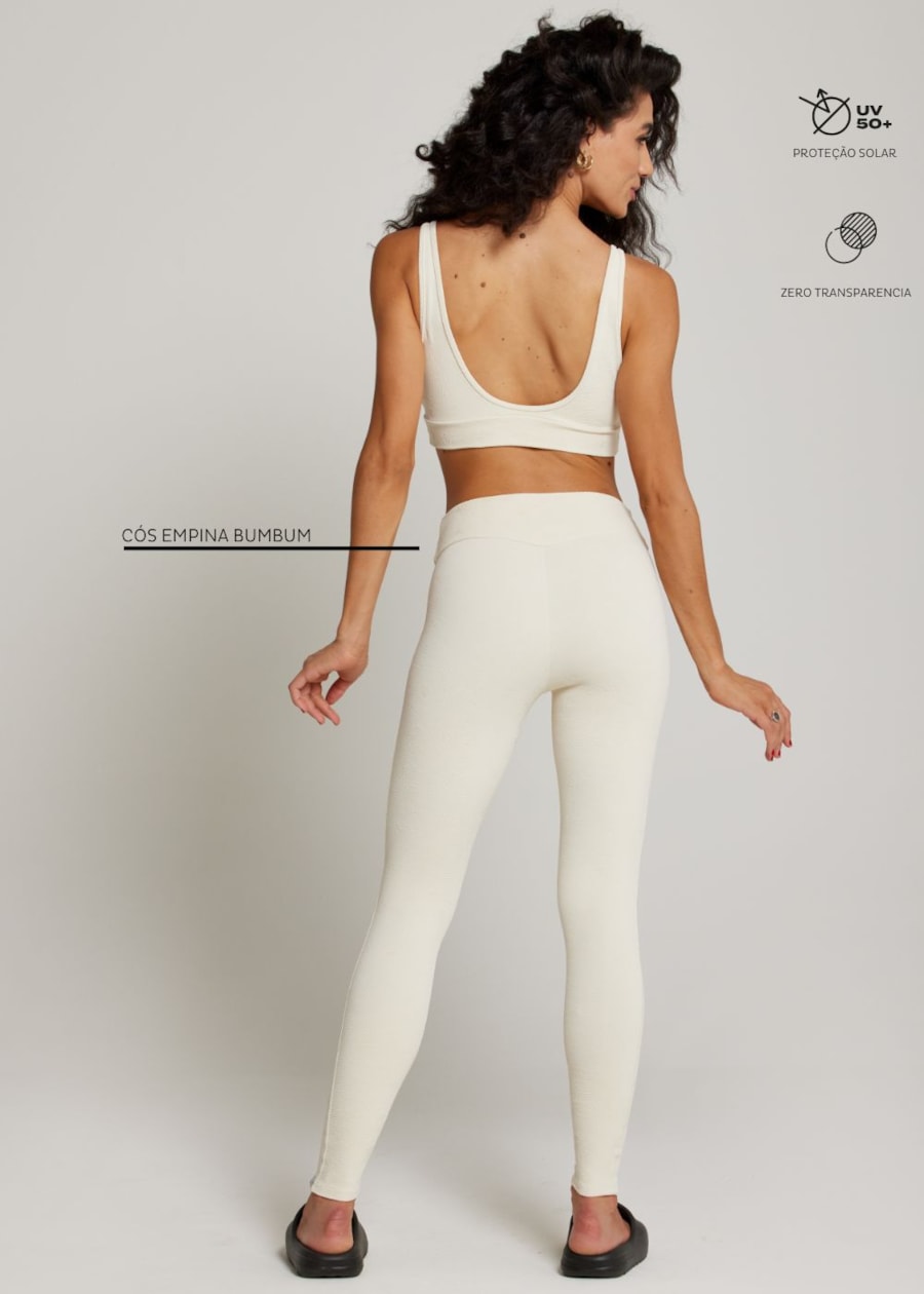 CALÇA LEGGING COM TEXTURA MOOD JQ OFF WHITE