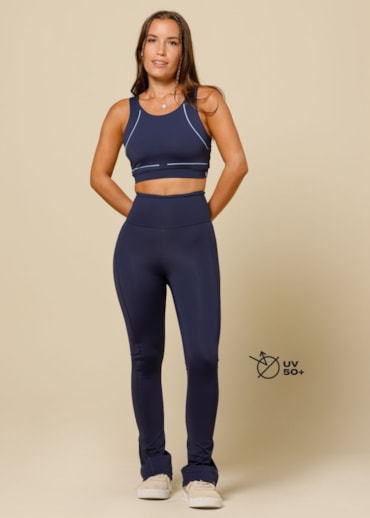 CALÇA LEGGING COM ZIPER LEBLON AZUL MARINHO