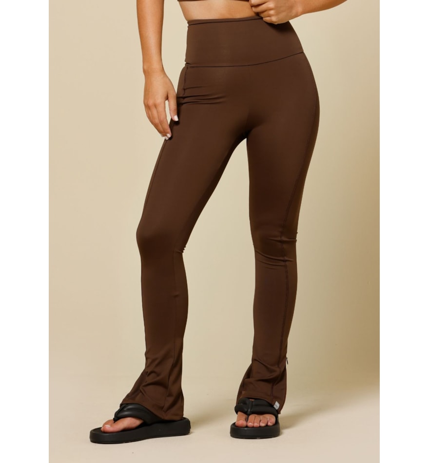 CALÇA LEGGING COM ZIPER LEBLON MARROM