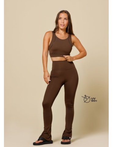 CALÇA LEGGING COM ZIPER LEBLON MARROM