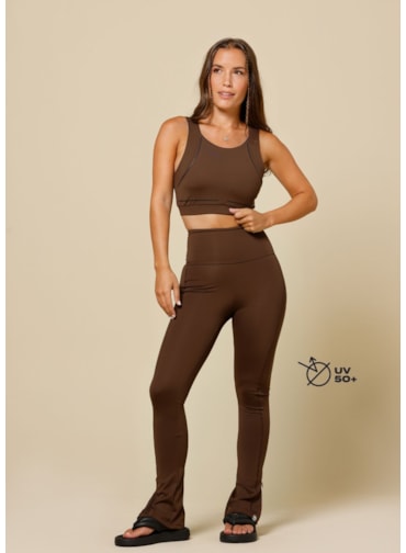 CALÇA LEGGING COM ZIPER LEBLON MARROM