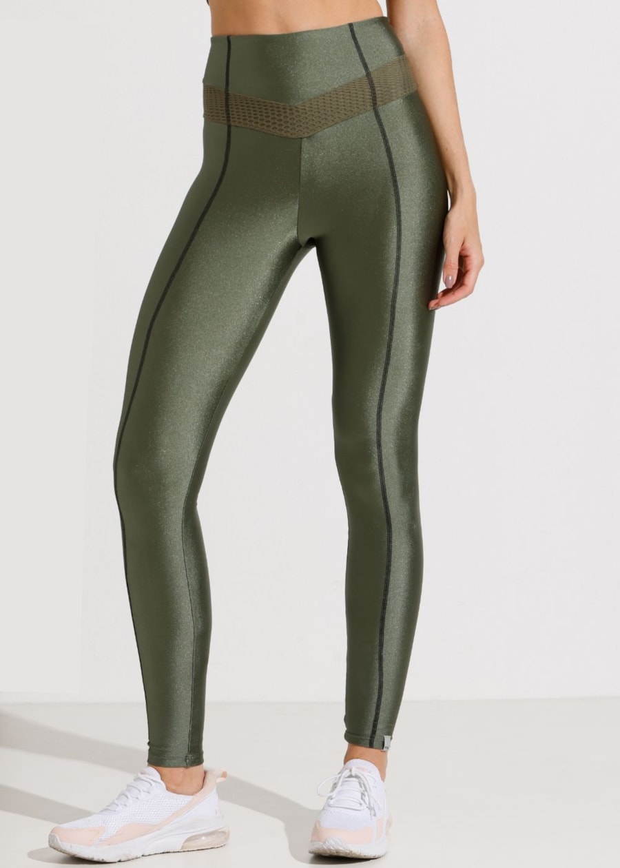 CALÇA LEGGING CORAGEM VERDE METÁLICO