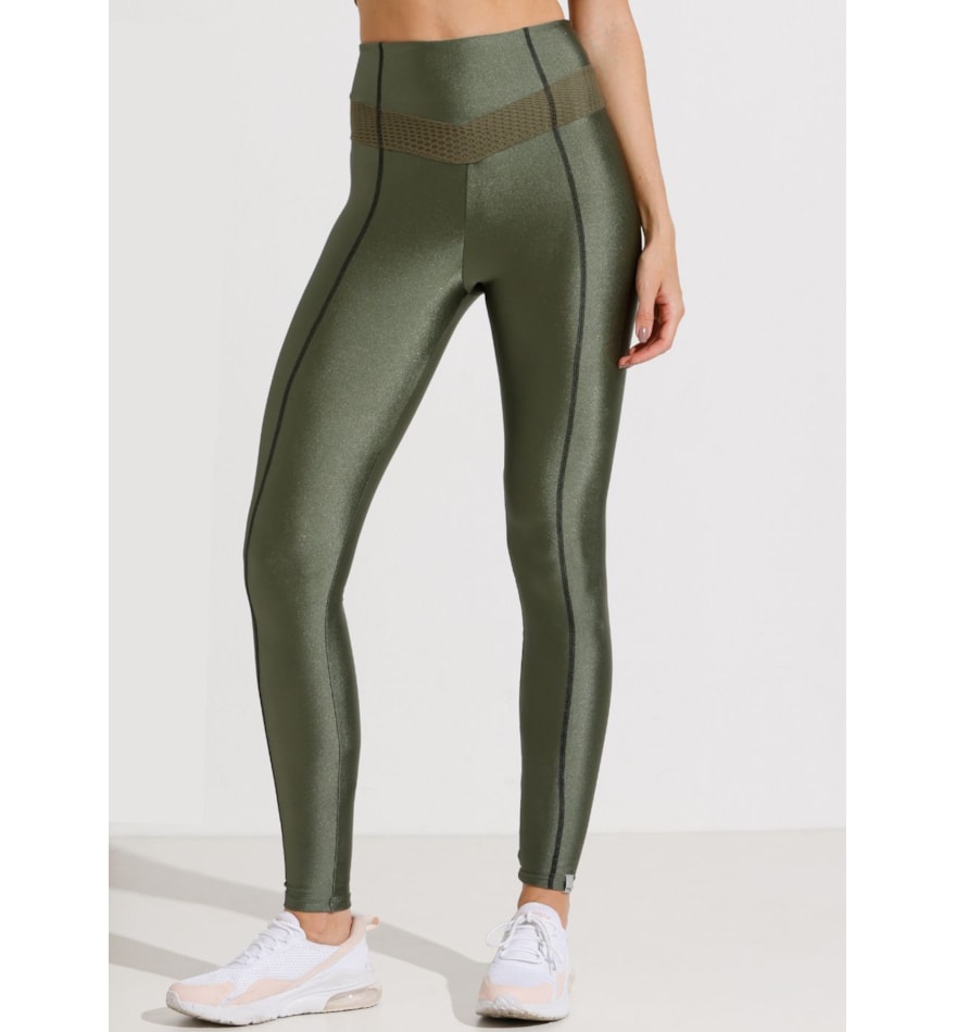 CALÇA LEGGING CORAGEM VERDE METÁLICO