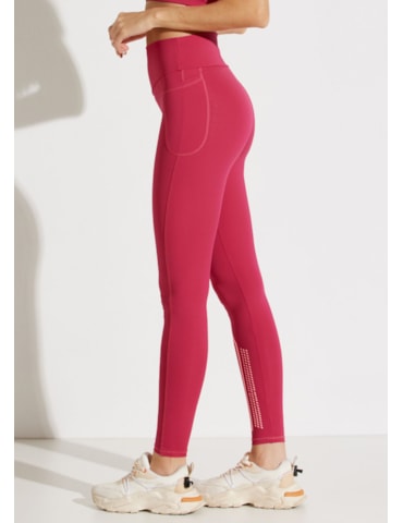 CALÇA LEGGING CÓS ALTO UNIQUÈ ROSA CEREJA COM BOLSO