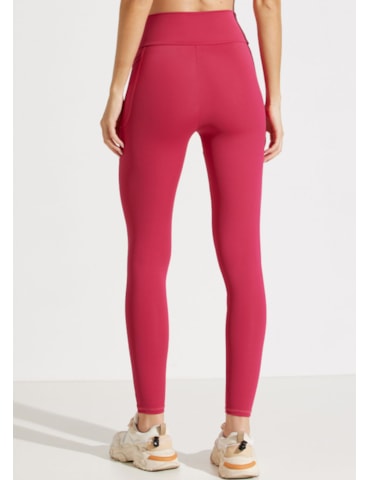 CALÇA LEGGING CÓS ALTO UNIQUÈ ROSA CEREJA COM BOLSO