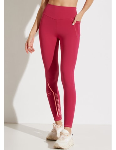 CALÇA LEGGING CÓS ALTO UNIQUÈ ROSA CEREJA COM BOLSO