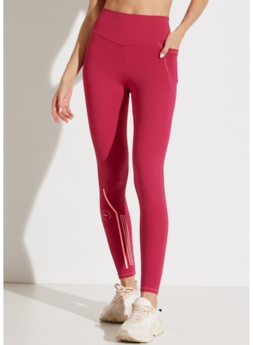 CALÇA LEGGING CÓS ALTO UNIQUÈ ROSA CEREJA COM BOLSO