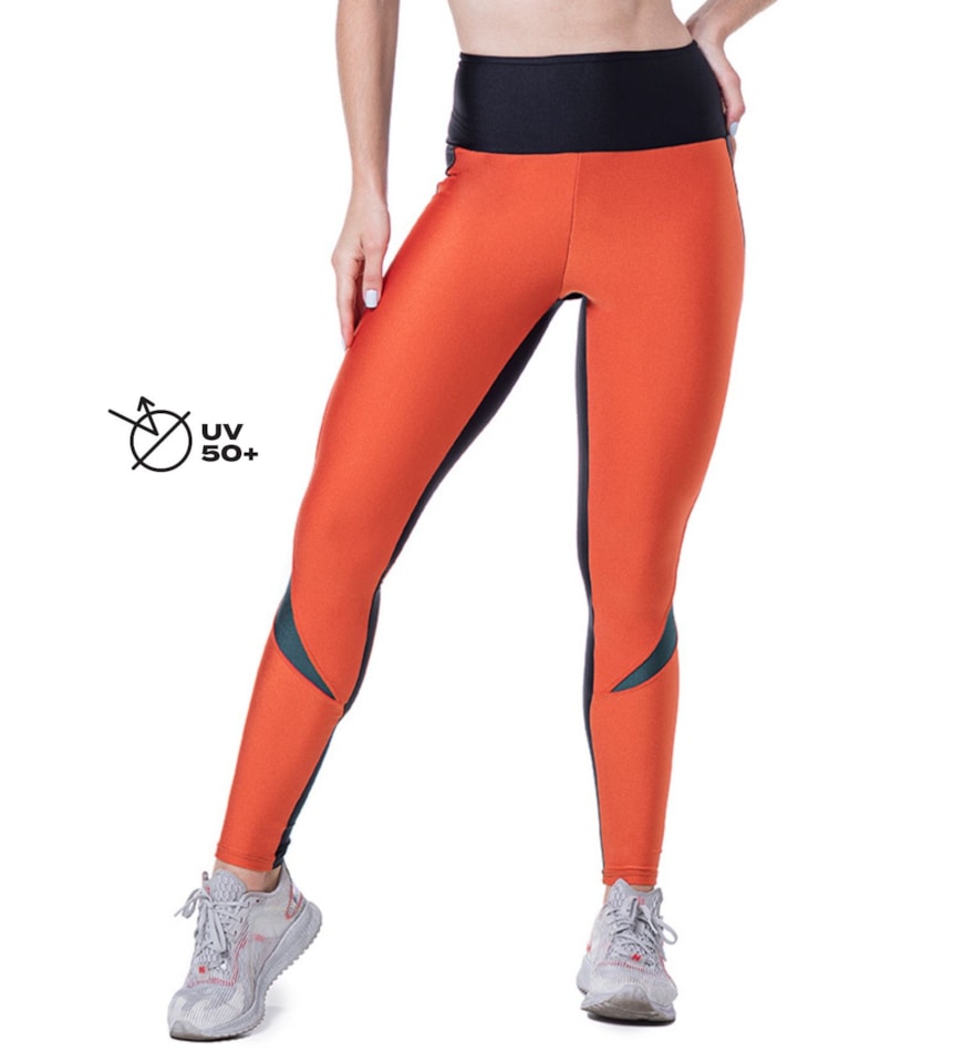 CALÇA LEGGING DEEP LARANJA TELHA / PRETA CALÇA LEGGING DEEP LARANJA TELHA / PRETA
