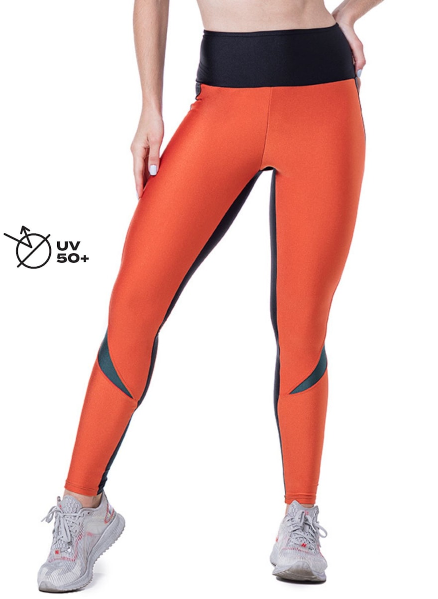 CALÇA LEGGING DEEP LARANJA TELHA / PRETA CALÇA LEGGING DEEP LARANJA TELHA / PRETA