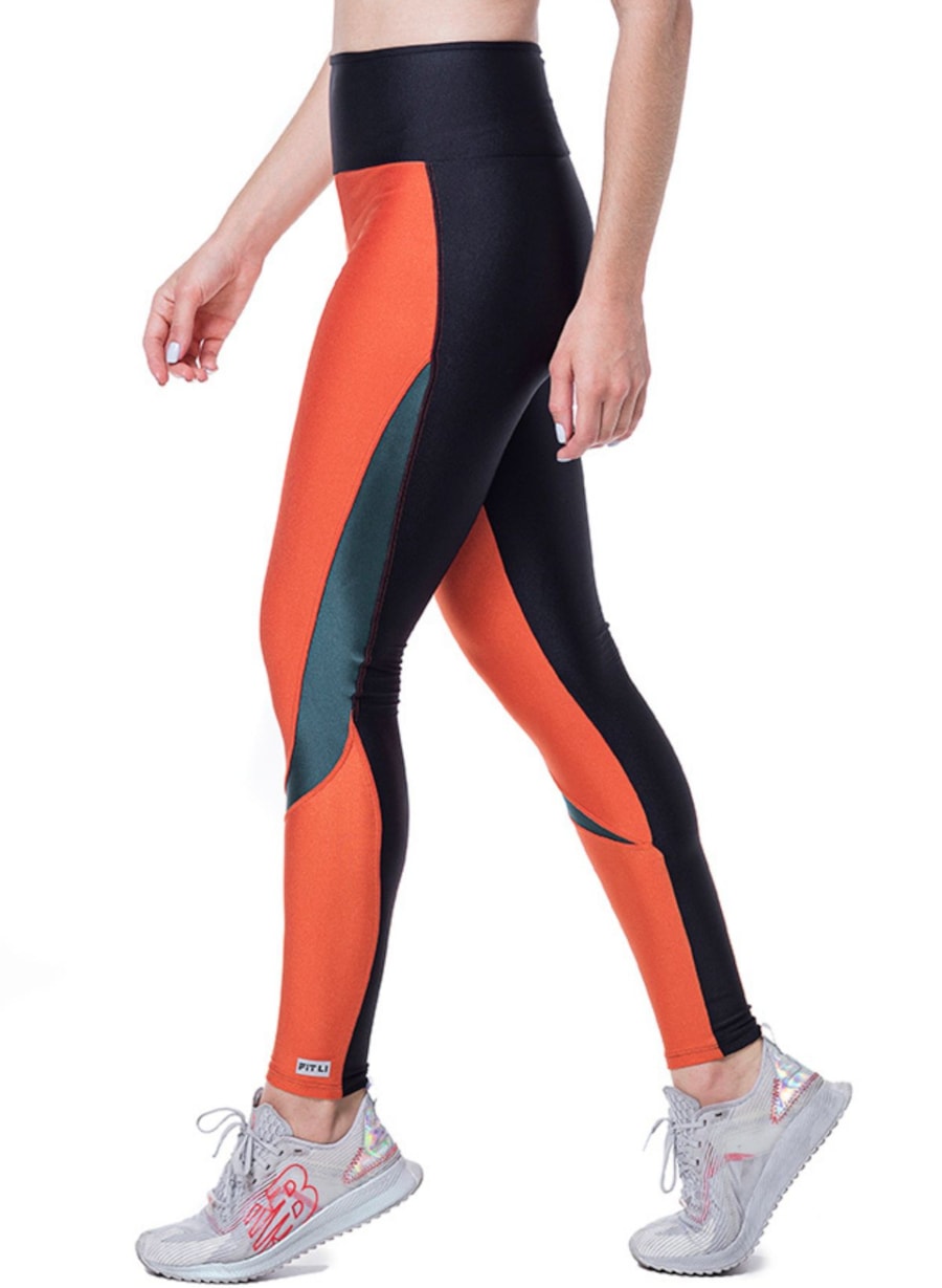 CALÇA LEGGING DEEP LARANJA TELHA / PRETA