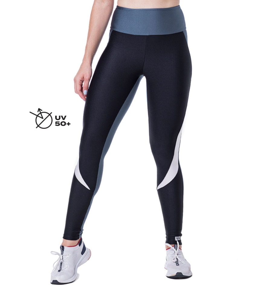 CALÇA LEGGING DEEP PRETA / AZUL