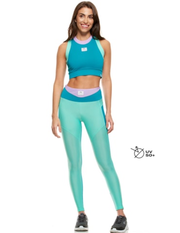 CALÇA LEGGING FEELINGS AZUL PISCINA / VERDE MENTA