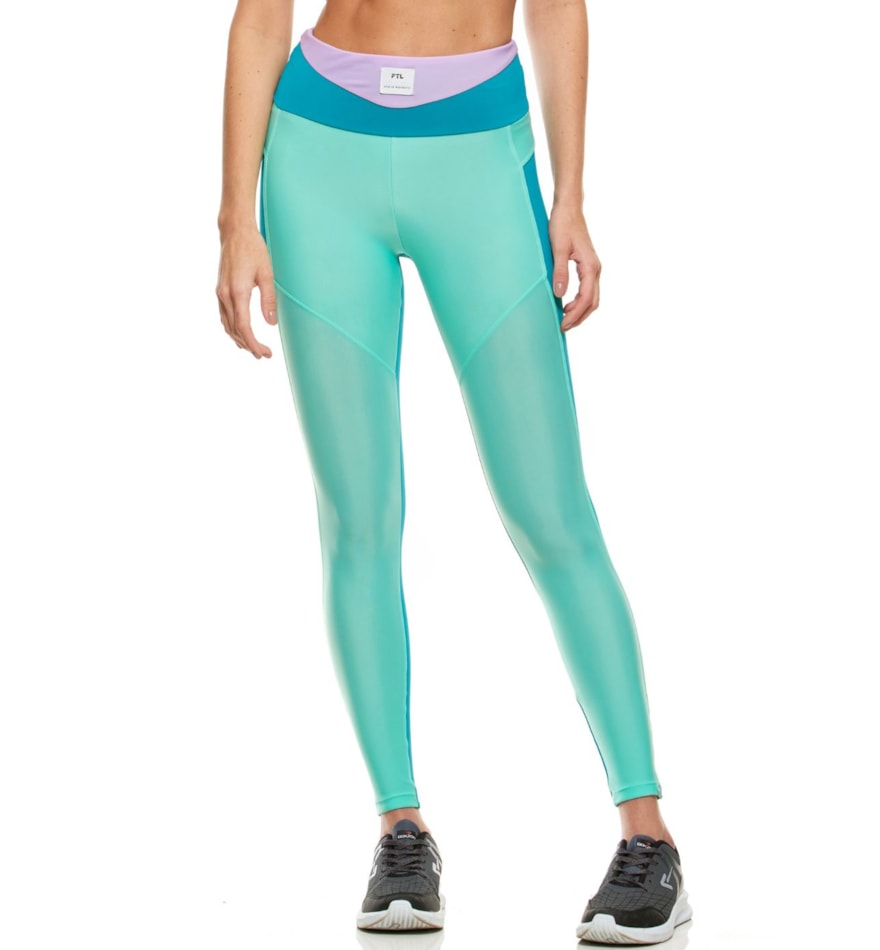 CALÇA LEGGING FEELINGS AZUL PISCINA / VERDE MENTA