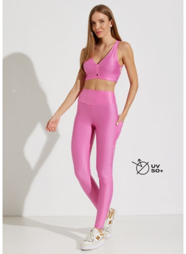 CALÇA LEGGING FRANCE ROSA COM BOLSO