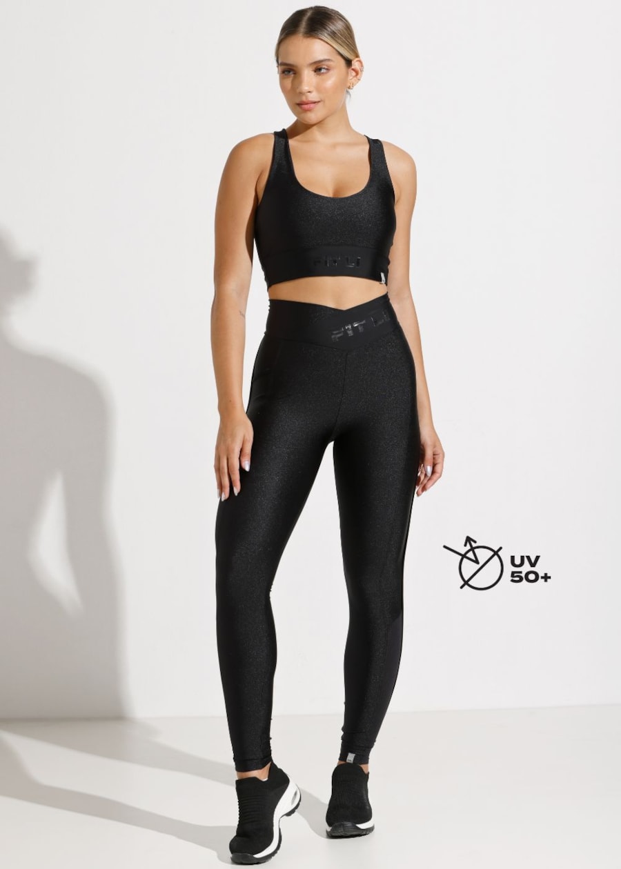 CALÇA LEGGING HEALTH PRETA COM CÓS CRUZADO