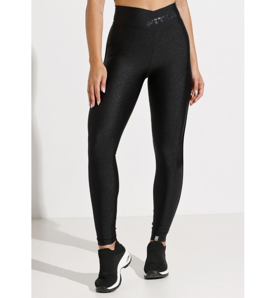 CALÇA LEGGING HEALTH PRETA COM CÓS CRUZADO