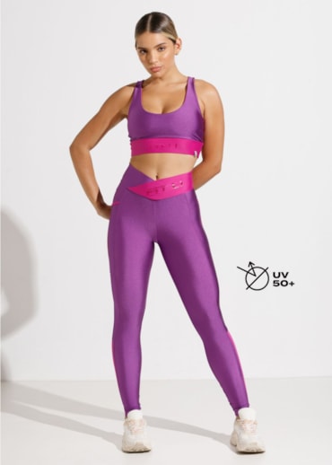 CALÇA LEGGING HEALTH ROXA COM CÓS CRUZADO