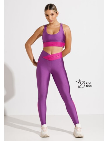 CALÇA LEGGING HEALTH ROXA COM CÓS CRUZADO CALÇA LEGGING HEALTH ROXA COM CÓS CRUZADO