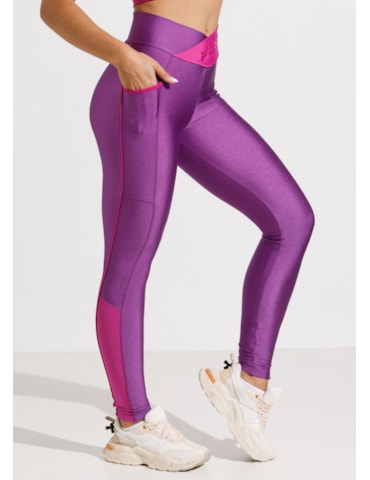 CALÇA LEGGING HEALTH ROXA COM CÓS CRUZADO CALÇA LEGGING HEALTH ROXA COM CÓS CRUZADO