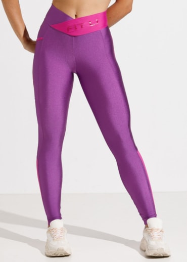 CALÇA LEGGING HEALTH ROXA COM CÓS CRUZADO