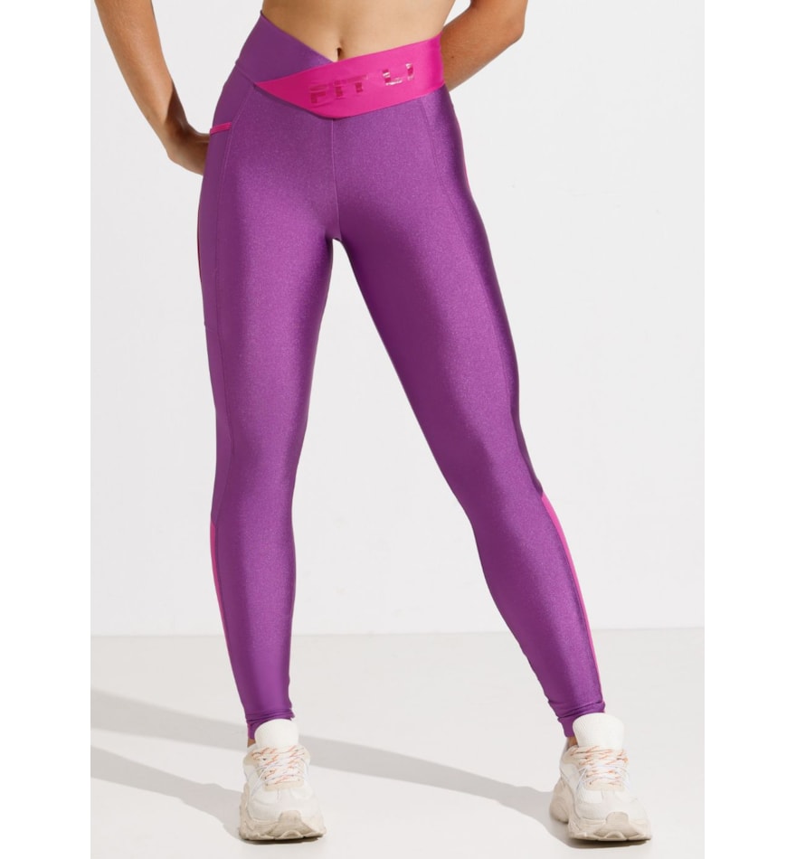 CALÇA LEGGING HEALTH ROXA COM CÓS CRUZADO