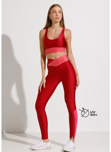 CALÇA LEGGING HEALTH VERMELHA COM CÓS CRUZADO