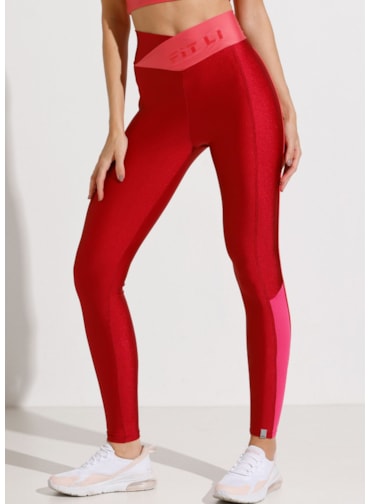 CALÇA LEGGING HEALTH VERMELHA COM CÓS CRUZADO