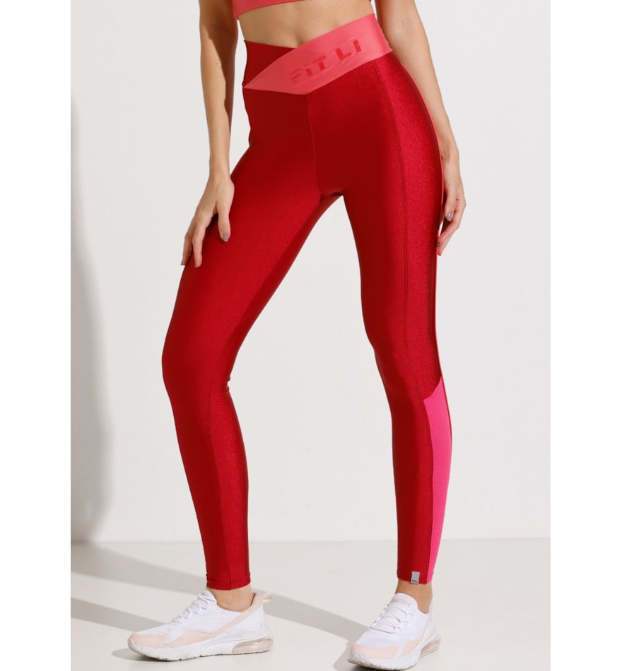 CALÇA LEGGING HEALTH VERMELHA COM CÓS CRUZADO