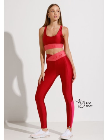 CALÇA LEGGING HEALTH VERMELHA COM CÓS CRUZADO