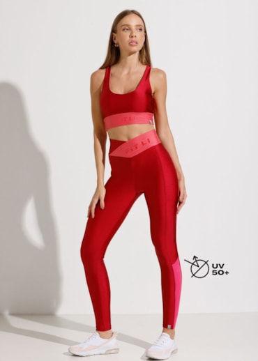 CALÇA LEGGING HEALTH VERMELHA COM CÓS CRUZADO