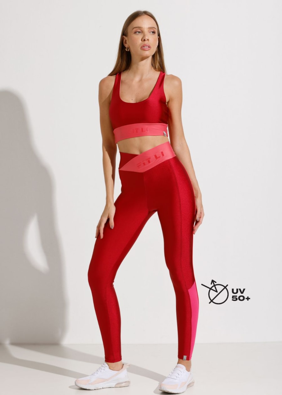 CALÇA LEGGING HEALTH VERMELHA COM CÓS CRUZADO