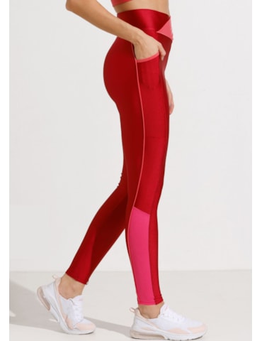 CALÇA LEGGING HEALTH VERMELHA COM CÓS CRUZADO