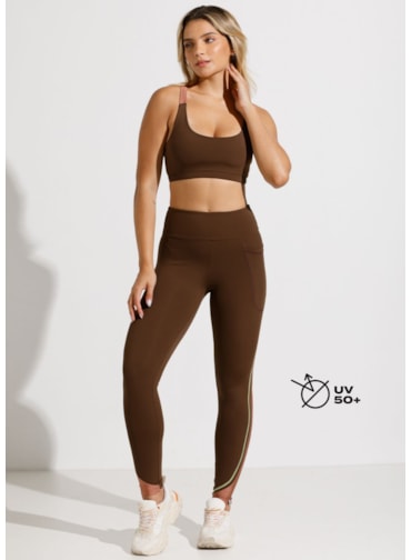 CALÇA LEGGING INDOOR MARROM COM BOLSO