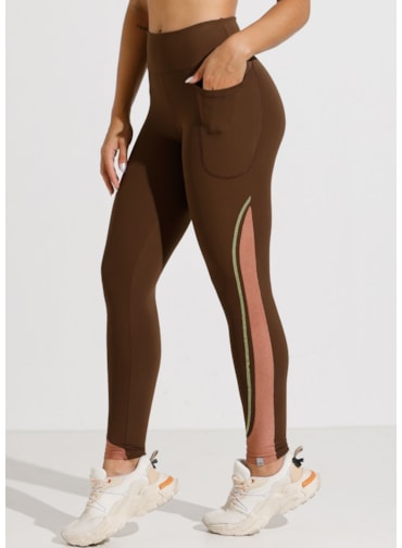 CALÇA LEGGING INDOOR MARROM COM BOLSO