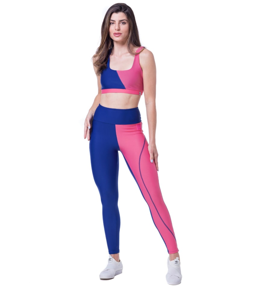 CALÇA LEGGING MATCH AZUL / ROSA CALÇA LEGGING MATCH AZUL / ROSA
