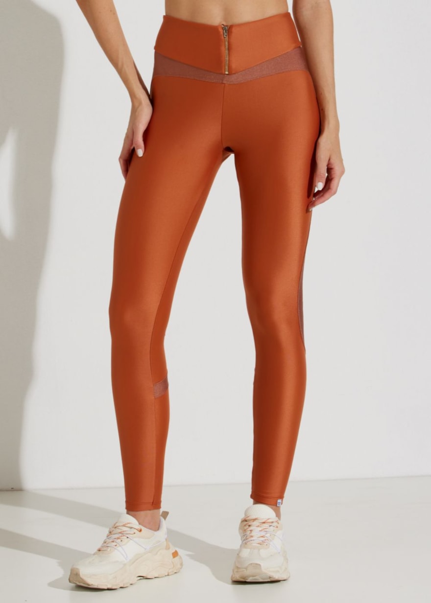 CALÇA LEGGING MONTARIA COM ZÍPER BELLE MARROM